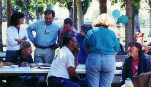 Standing: Lindel Wilson and wife, Curt Keyer; Sitting: John Taylor, Ernie Niegel (Sue's fianc), Sue Wentz, John Taylors wife